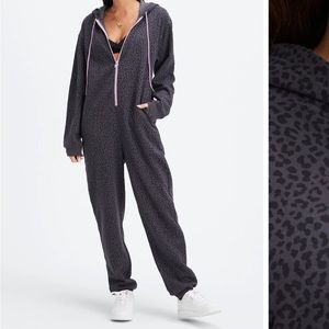 Fabletics hooded onesie medium leopard print